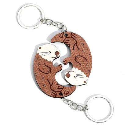Set de llaveros de nutrias amorosas (2 piezas)