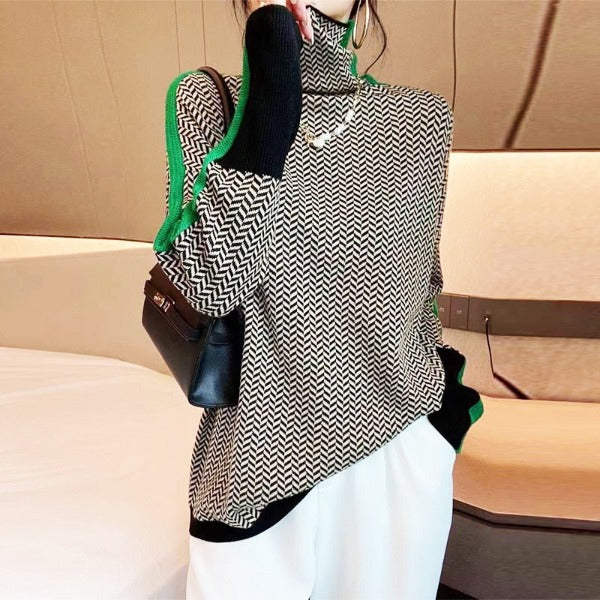 Elara | Suéter de cuello alto con rayas en contraste