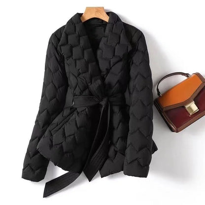 Chaqueta cruzada clásica Zoe con cinturón para anudar