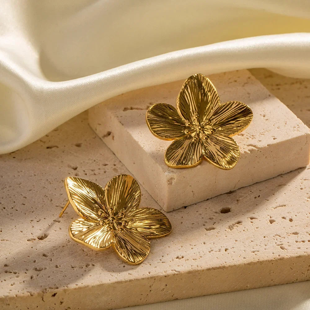 Golden Petal Statement Earrings - Aurora Classics