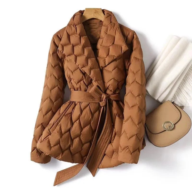 Chaqueta cruzada clásica Zoe con cinturón para anudar