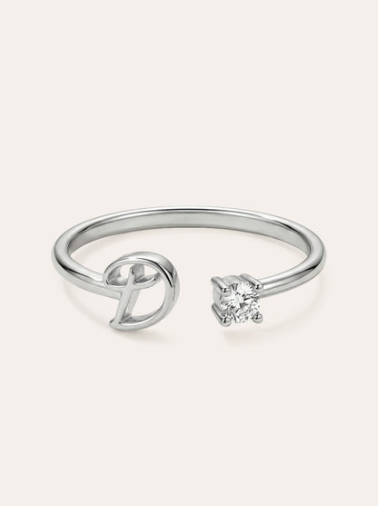 Valentia – Anillo con letra y circonitas
