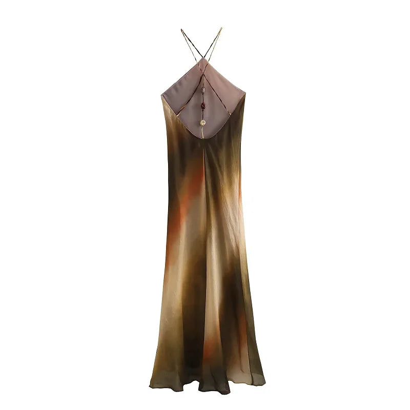 Bloom ™ |  Elegante Tie-Dye Halter Midi-jurk - Aurora Classics