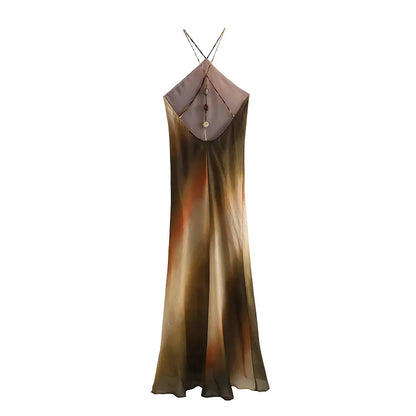 Bloom ™ |  Elegante Tie-Dye Halter Midi-jurk - Aurora Classics