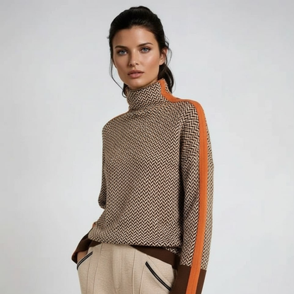 Elara | Suéter de cuello alto con rayas en contraste