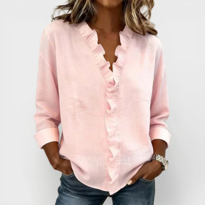 Susan | Blusa delicada con cuello en V y volantes