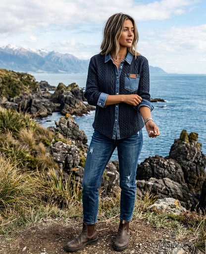 Simone™ | Camisa vaquera de patchwork