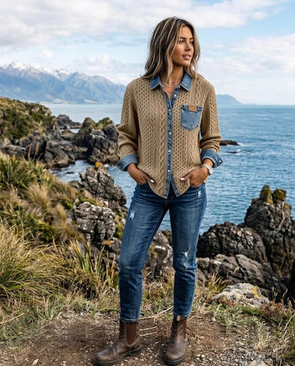 Simone™ | Camisa vaquera de patchwork