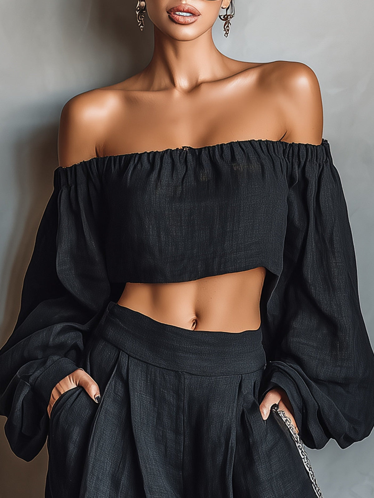 Conjunto Tess - Escote Recto y Pantalón Amplio