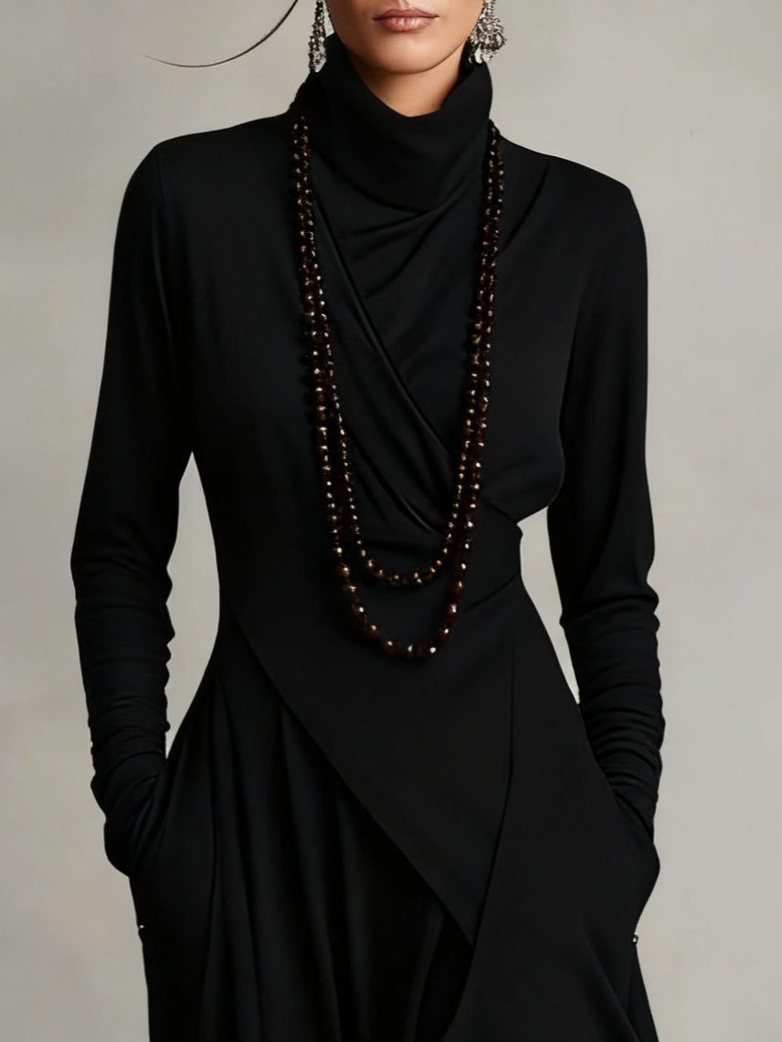 Vestido Eloísa - Diseño Asimétrico de Cuello Alto