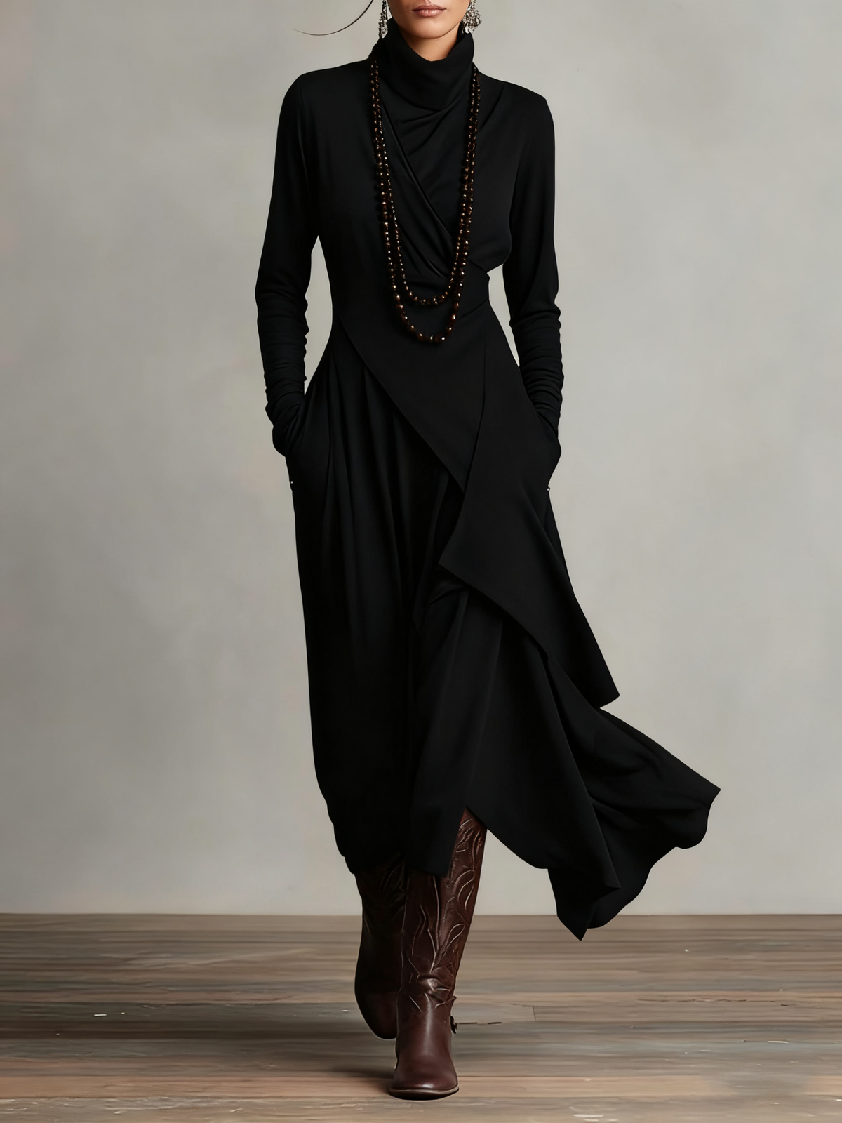 Vestido Eloísa - Diseño Asimétrico de Cuello Alto
