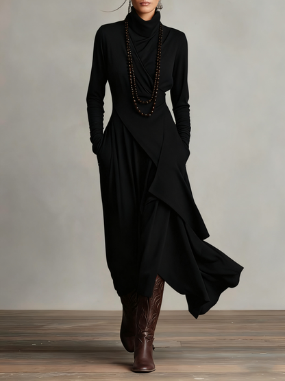 Vestido Eloísa - Diseño Asimétrico de Cuello Alto