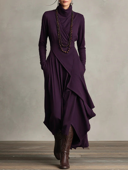 Vestido Eloísa - Diseño Asimétrico de Cuello Alto