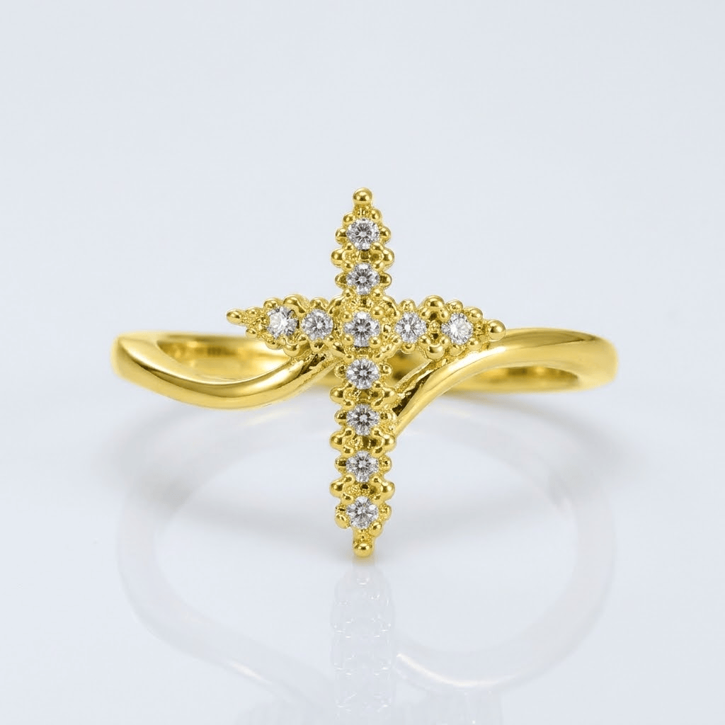 El Anillo de la Gloria — Cruz de plata con detalles de cristal