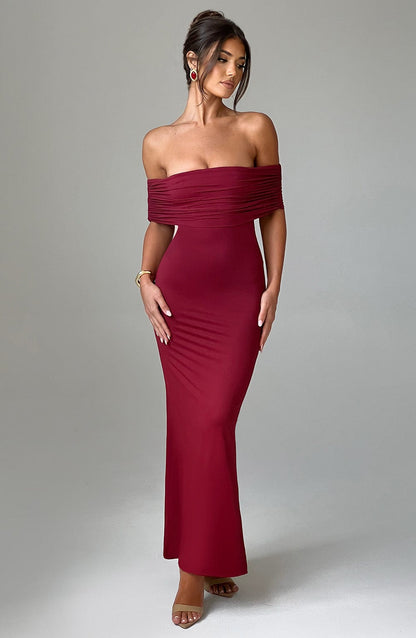 Bloom ™ |  Kellyn – Verfijnde Bardot Maxi-jurk - Aurora Classics