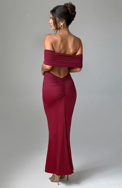 Bloom ™ |  Kellyn – Verfijnde Bardot Maxi-jurk - Aurora Classics