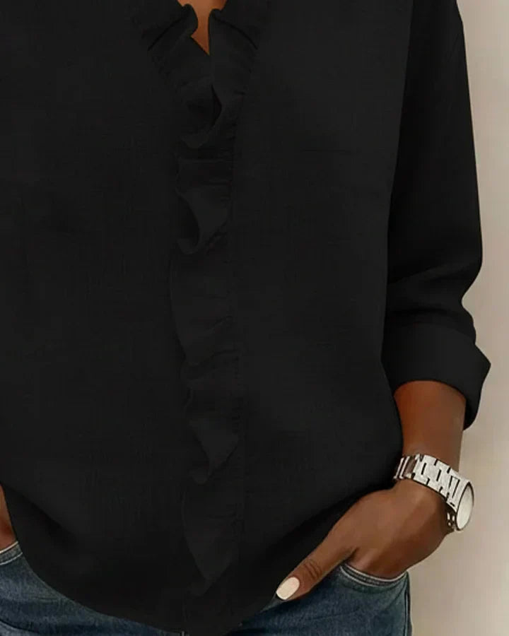 Susan | Blusa delicada con cuello en V y volantes