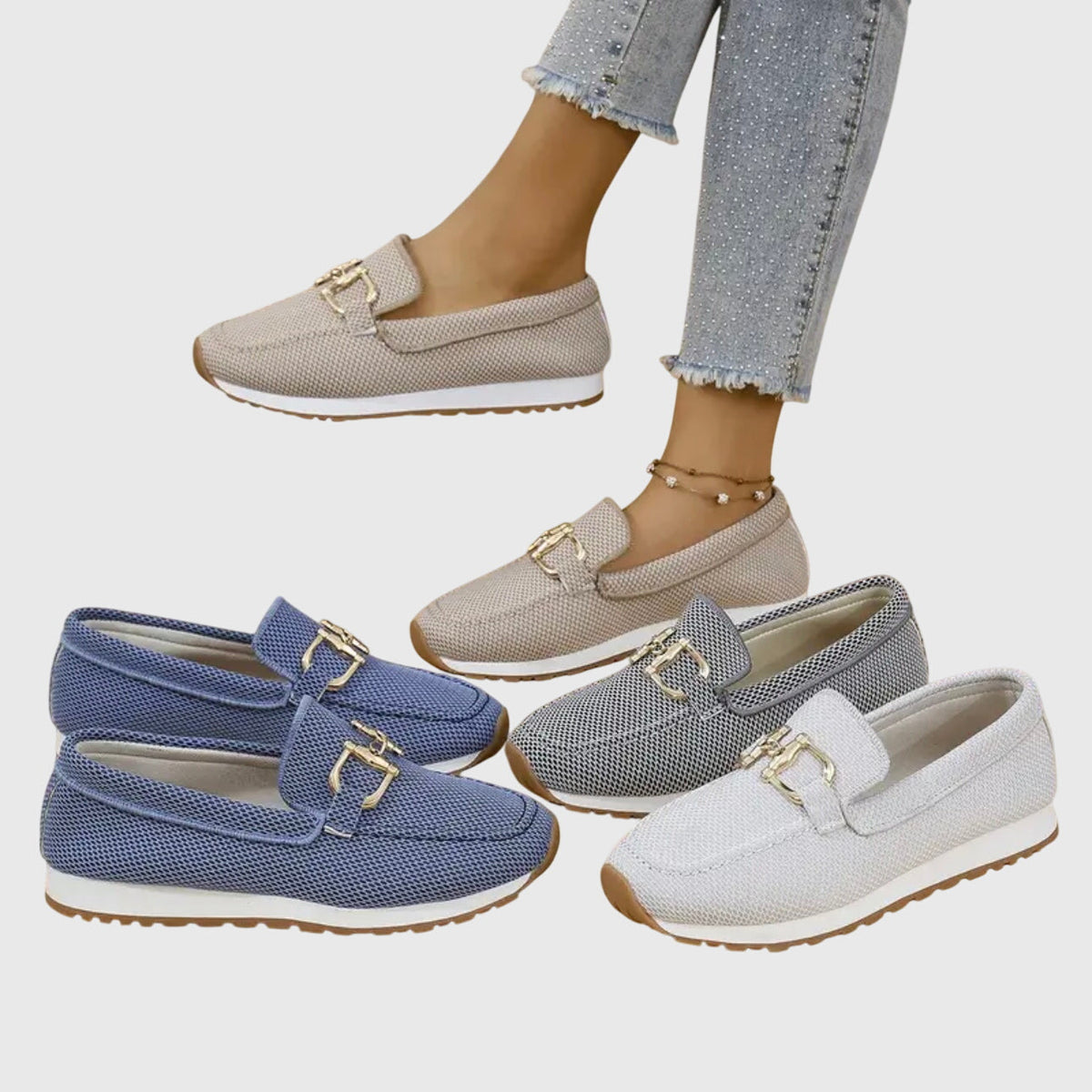 Mocasines Susana - Diseño Híbrido con Detalle Dorado