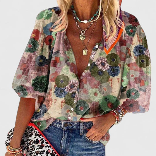 Marilova | Cómoda blusa estampada con cuello abierto
