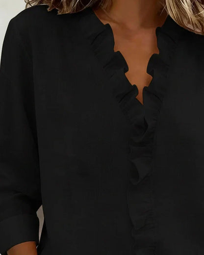Susan | Blusa delicada con cuello en V y volantes