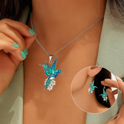 El conjunto Colibrí — collar y aretes