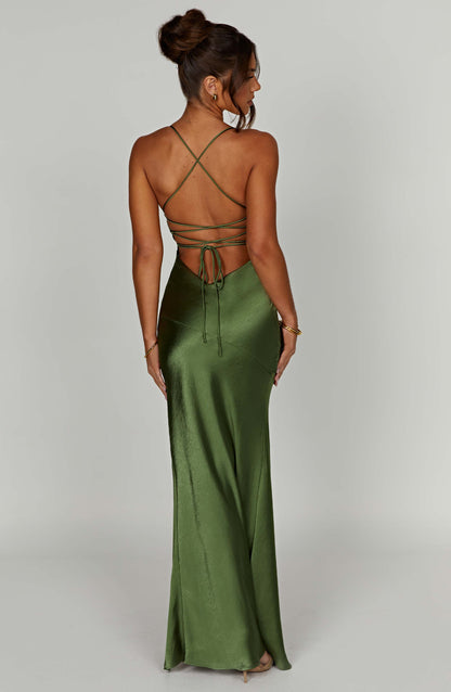Bloom ™ |  Alora - Zijdezachte Satijnen Maxi-jurk - Aurora Classics