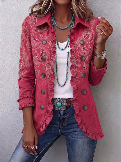 Sobrecamisa Isabel - Estampado de Cachemira en Tonos Rosa