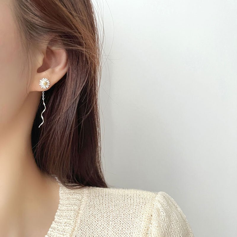 Pendientes de cadena con margaritas dulces